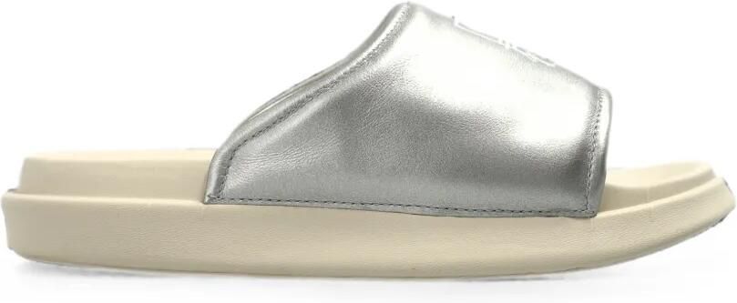 Y-3 Leren sandalen met logo-print Zilver