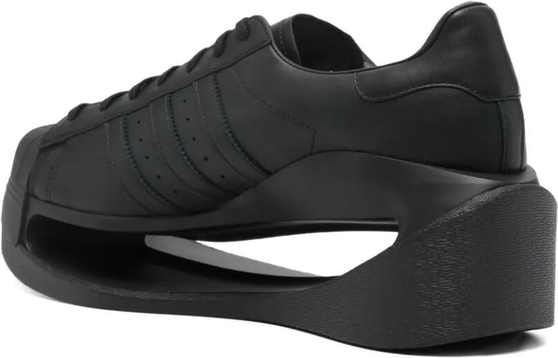 Y-3 Leren sneakers met plateauzool Zwart