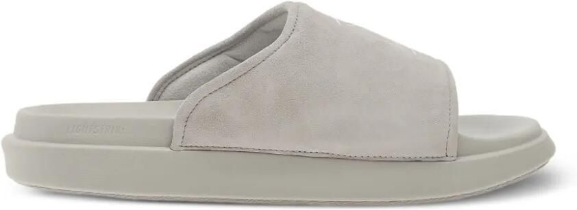 Y-3 Suède slippers met logodetail Grijs
