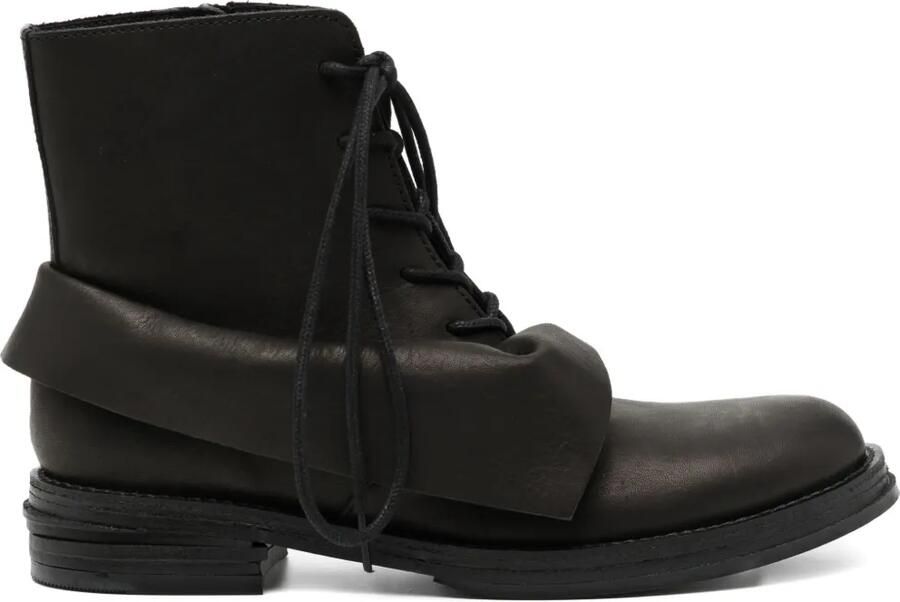 Yohji Yamamoto Gedrapeerde leren laarzen Zwart