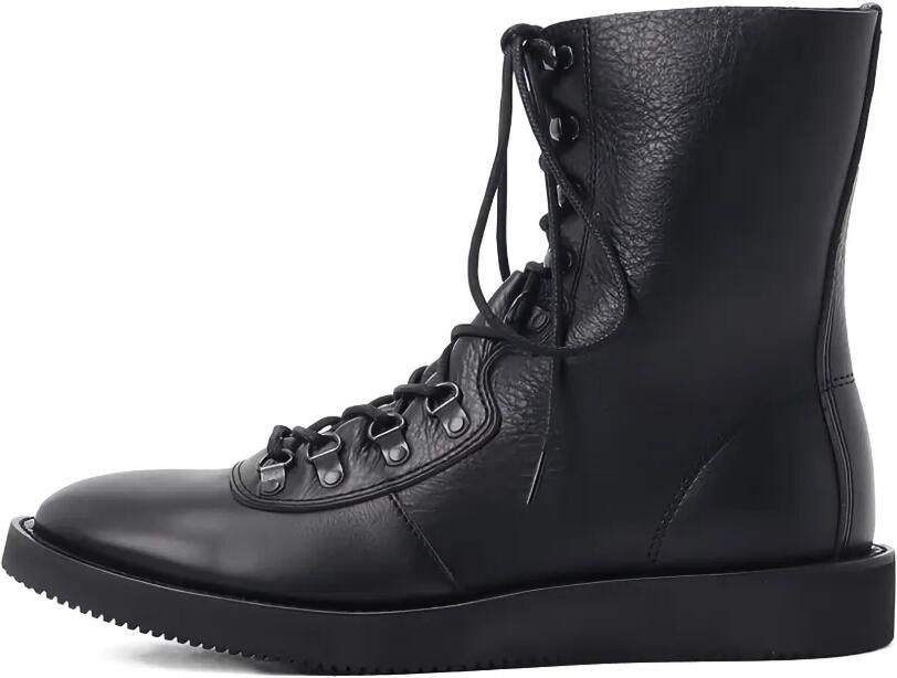 Yohji Yamamoto Leren veterlaarzen Zwart