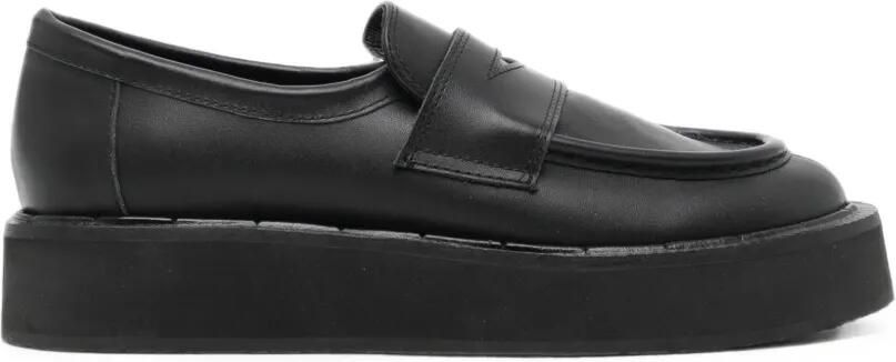 Yohji Yamamoto Loafers van zacht glad leer met plateauzool Zwart