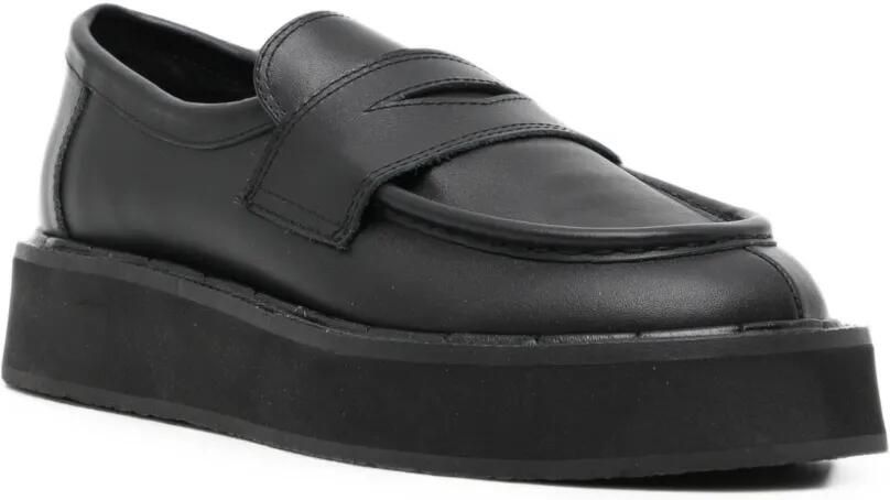 Yohji Yamamoto Loafers van zacht glad leer met plateauzool Zwart - Foto 3