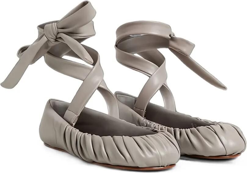 YUME Ballerina's met ruches en veters Grijs - Foto 3