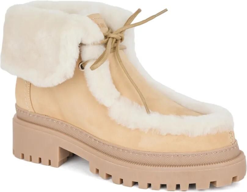 Yves Salomon Suède enkellaarzen met lammy afwerking Beige