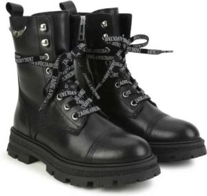 Zadig & Voltaire Kids Combat boots met logoprint Zwart