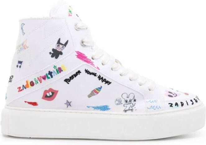 Zadig&Voltaire High Flash sneakers met plateauzool Wit