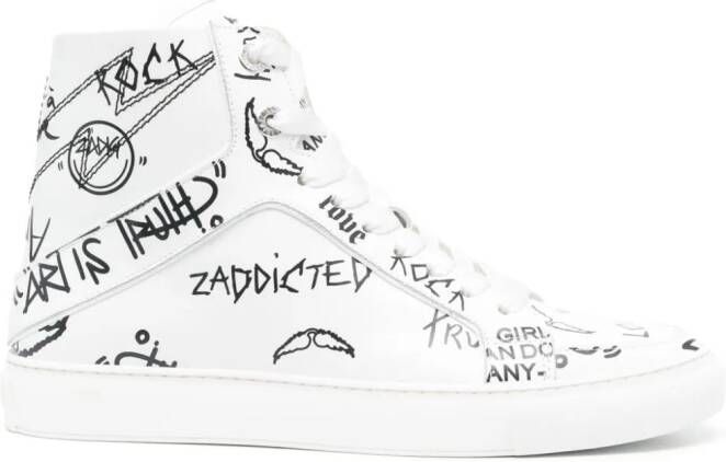 Zadig&Voltaire High Flash leren sneakers Wit