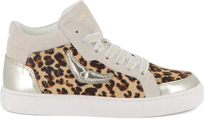 Zadig & Voltaire Kids Sneakers met luipaardprint Beige