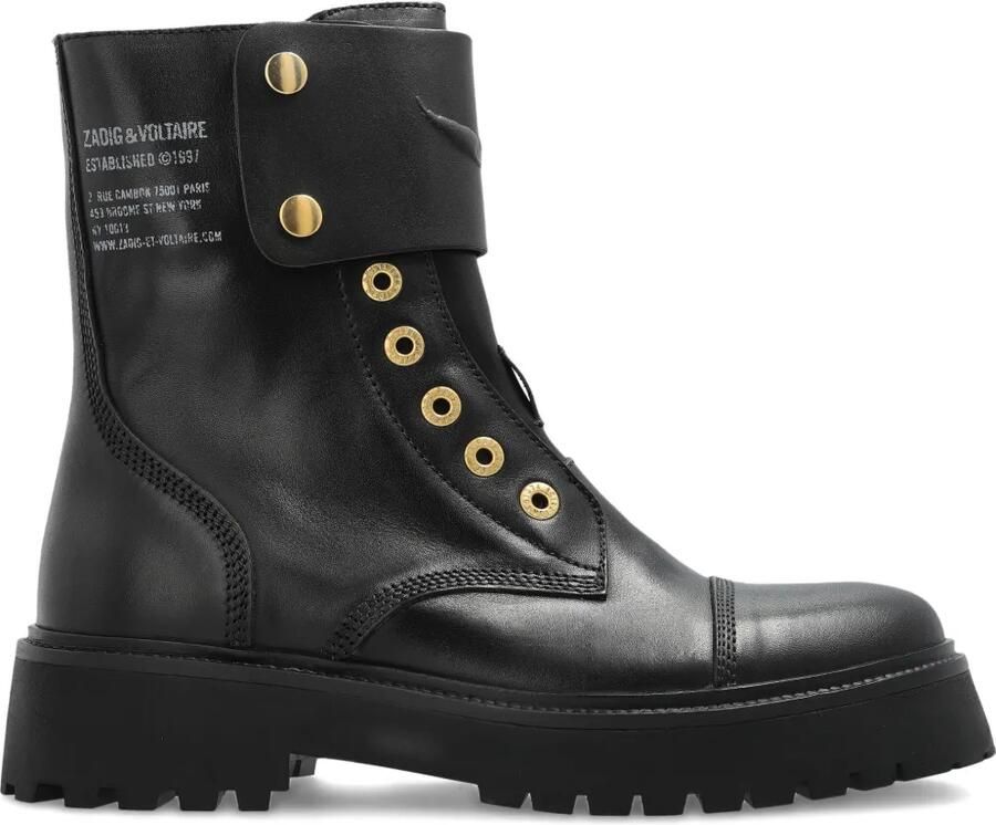 Zadig&Voltaire Leren bikerlaarzen Zwart