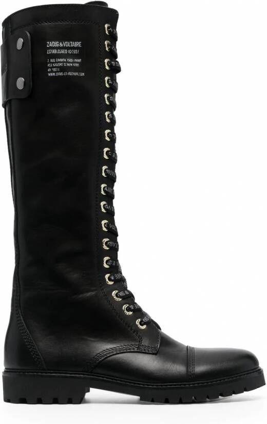 Zadig&Voltaire Leren knielaarzen Zwart