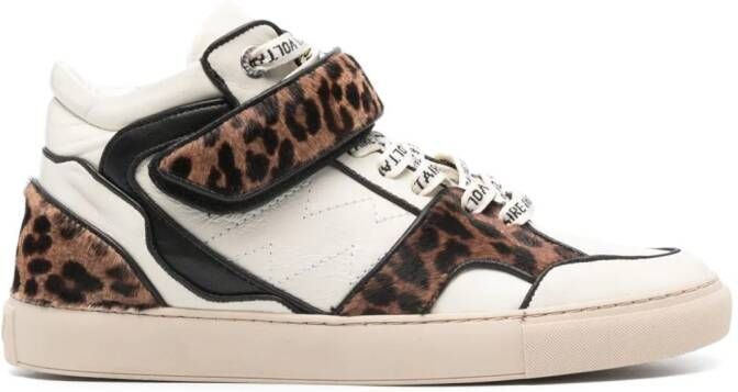 Zadig&Voltaire Mid Flash sneaker van leer met panterprint