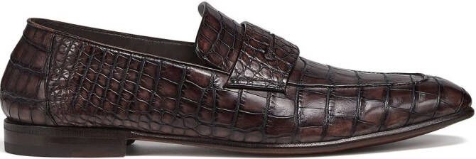 Zegna L'Asola leren mocassins Bruin