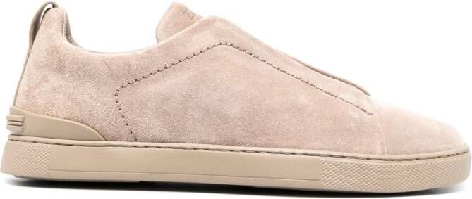 Zegna Triple Stitch suède sneakers Beige