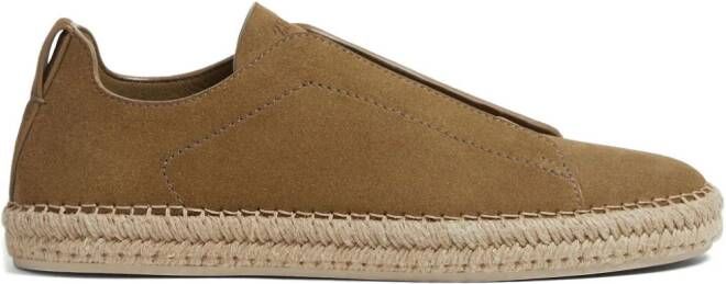 Zegna Triple Stitch suède espadrilles Beige