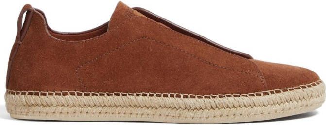Zegna Triple Stitch suède espadrilles Bruin