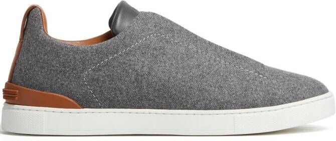 Zegna Triple Stitch slip-on sneakers Grijs