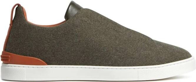 Zegna Triple Stitch slip-on sneakers Groen