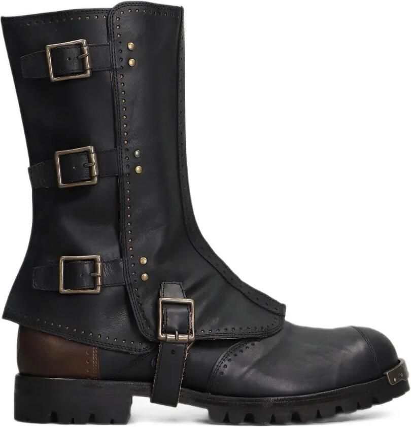 Ziggy Chen buckle-fastening leather boots Zwart