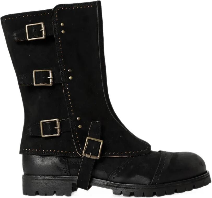 Ziggy Chen buckled spats boots Zwart