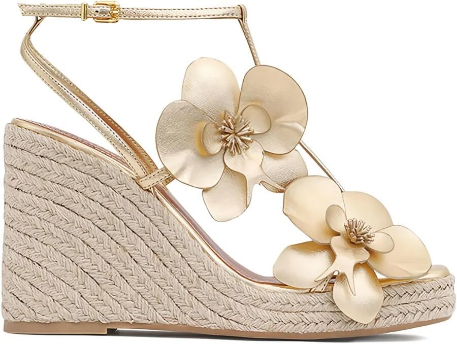 ZIMMERMANN 110 mm Orchid sandalen met sleehak en verfraaid met bloemen Goud