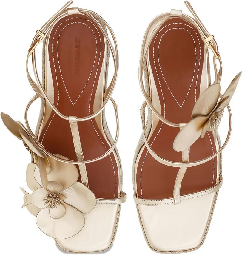 ZIMMERMANN 110 mm Orchid sandalen met sleehak en verfraaid met bloemen Goud - Foto 2