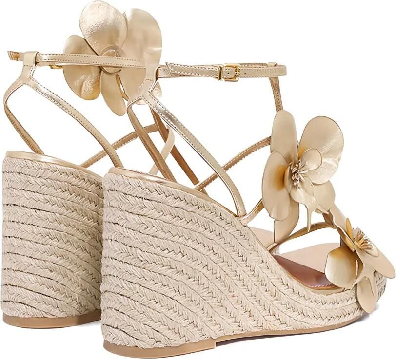 ZIMMERMANN 110 mm Orchid sandalen met sleehak en verfraaid met bloemen Goud - Foto 3