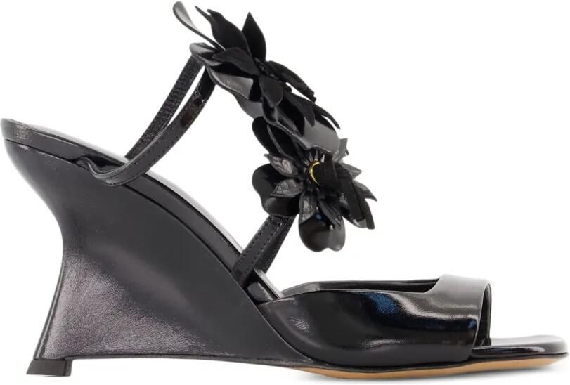 ZIMMERMANN Belara sandalen met sleehak en bloemapplicatie Zwart