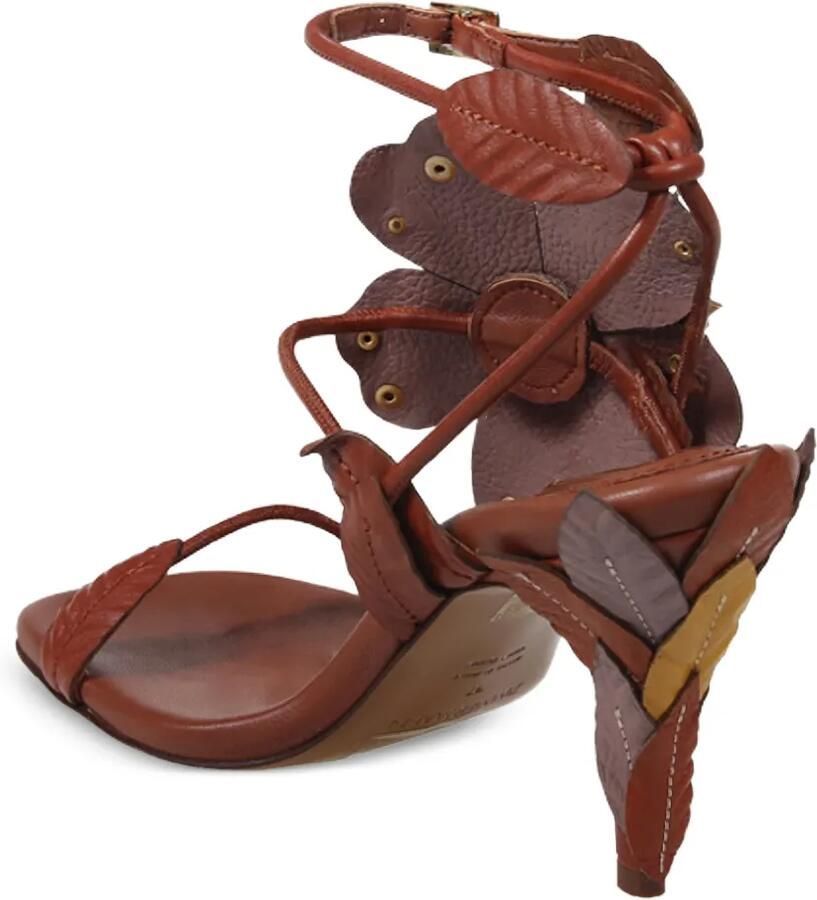 ZIMMERMANN Brightside leren sandalen met bloemenpatch Bruin - Foto 2
