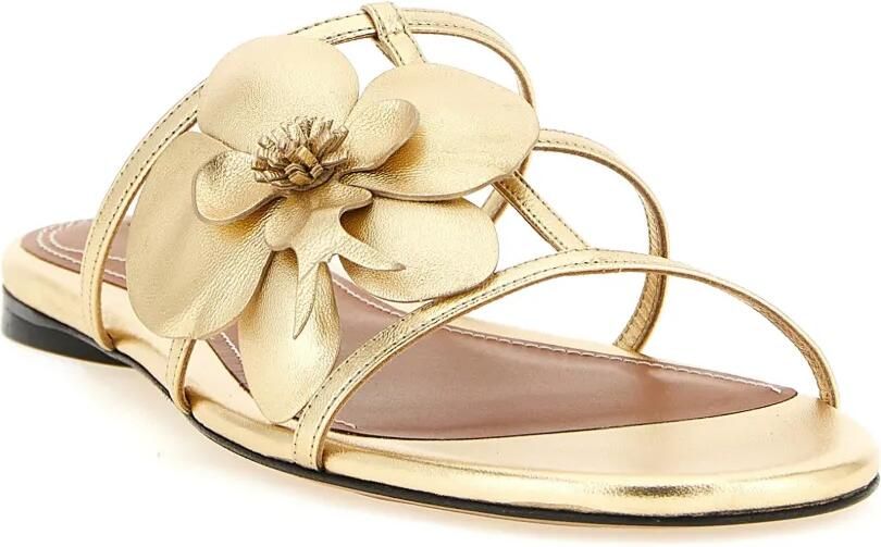 ZIMMERMANN Leren slippers met bloemenprint Goud - Foto 2