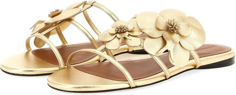 ZIMMERMANN Leren slippers met bloemenprint Goud - Foto 5
