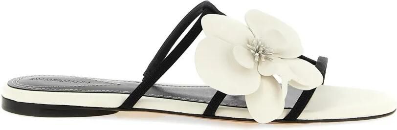 ZIMMERMANN Leren slippers met bloemenprint Wit