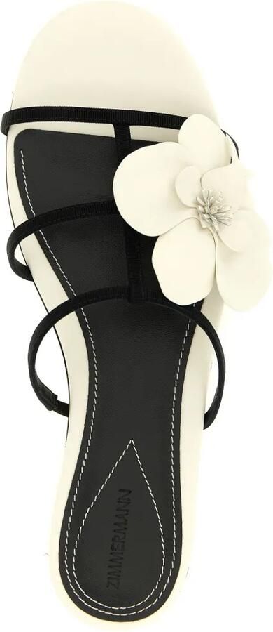 ZIMMERMANN Leren slippers met bloemenprint Wit - Foto 4
