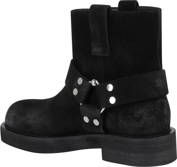 3Juin Boots Black Suede Ankle Boots With Square Toe in zwart