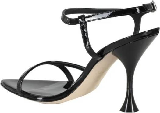 3Juin Sandalen Naima Black Leather Sandal With Ankle Strap in zwart