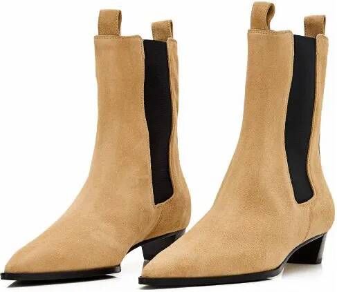 Aeydē Boots Kiki Leather Pointed Toe Boots in beige