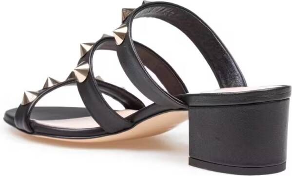 Agl Sandalen Black Leather Mules With Studded Detailing in zwart