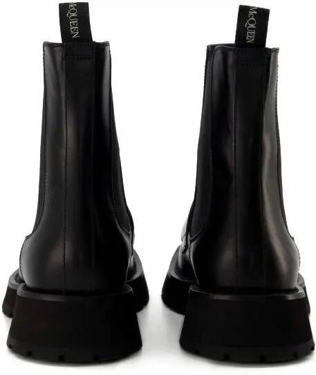 alexander mcqueen Boots Worker Punk Ankle Boots Black White Leather in zwart