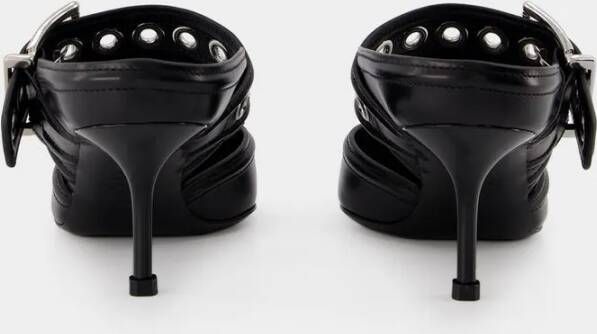 Alexander mcqueen Sandalen Oversized Sandals Black Silver Leather in zwart