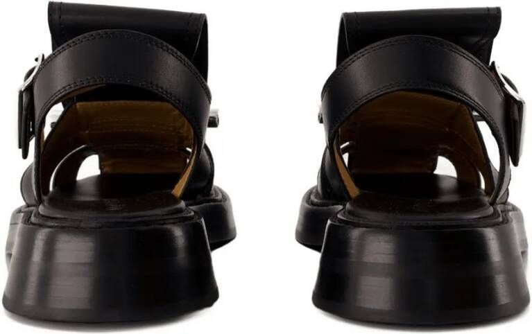 alexander mcqueen Sandalen T-Bar Sandals Leather Blac in zwart