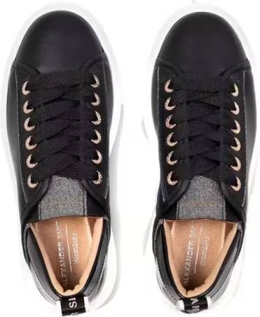 Alexander Smith Low-Top Sneakers Glossy Black Cow Leather Trainers in zwart