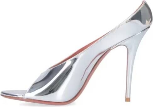 Amina Muaddi Sandalen "Anok Slipper" Pumps Mirrored Patent Calfskin in zilver