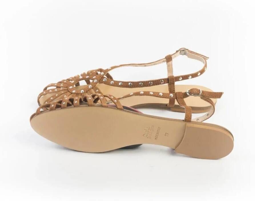Anna F. Sandalen Delicate Strappy Sandal With Metallic Accents in bruin