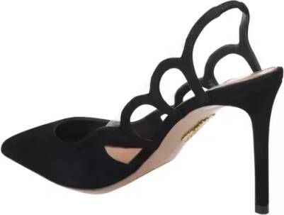 Aquazzura Hoge hakken Pointed Toe Kid Suede Slingback Heels in zwart