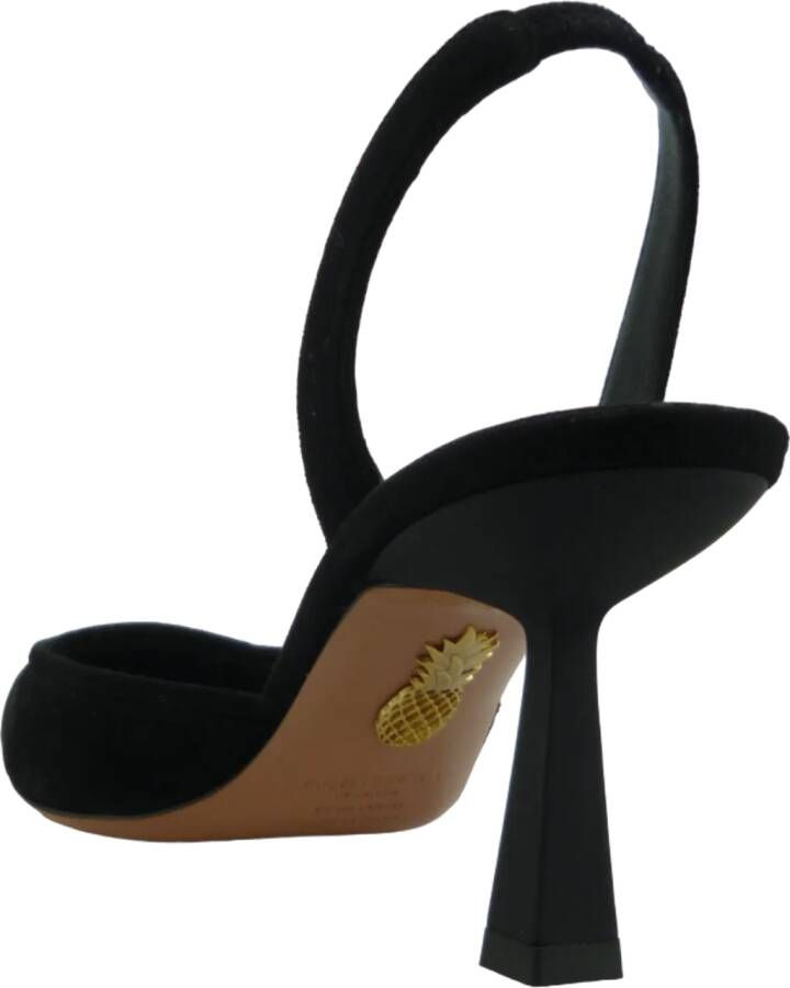 Aquazzura Sandalen met hak Du00E9colletu00E9 Maia in velluto a righe nere in zwart