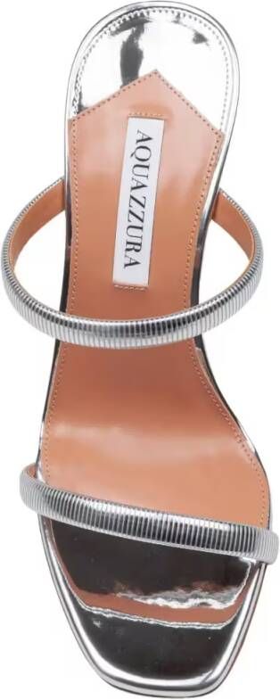 Aquazzura Sandalen Riviera Chain Wedge Sandal In Shiny Mirror-Effect in zilver