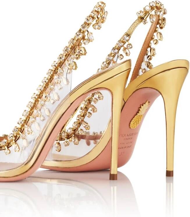 Aquazzura Sandalen Temptation Crystal Sandal 105 in goud