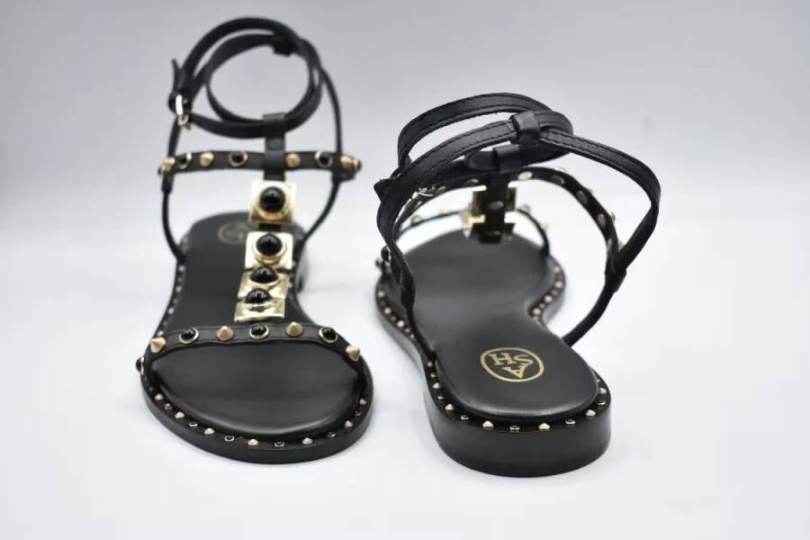 Ash Sandalen Laced Flat Sandals With Studded Detailing And Ankl in zwart