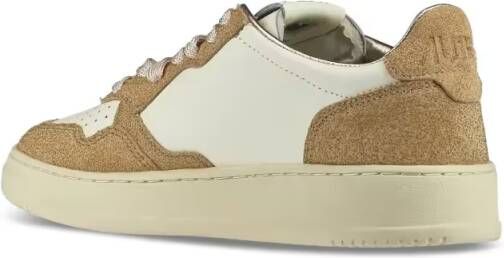 Autry Low-Top Sneakers Smooth And Textured Leather Sneakers With Padded C in beige
