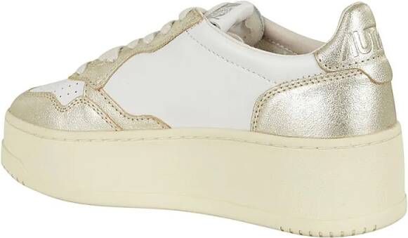 Autry Low-Top Sneakers White And Gold Platform Sneakers in wit